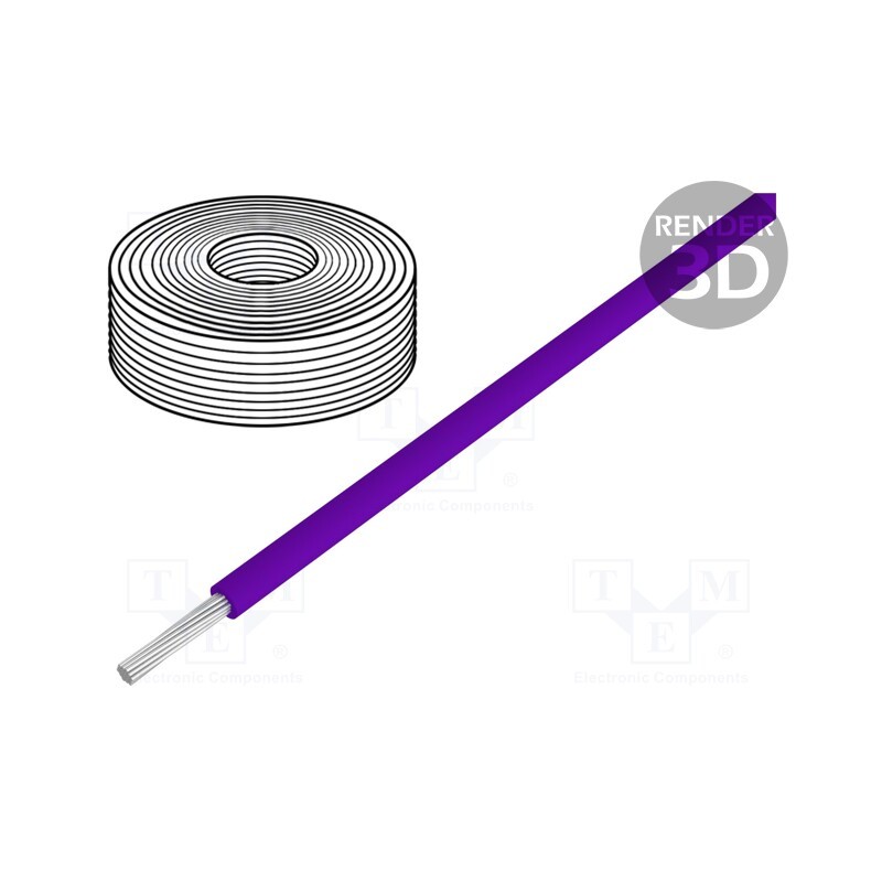 1 rol x DONAU ELEKTRONIK - 150-016 - Wire, stranded, Cu, 0.5mm2, PVC, violet, 60V, 10m, Class: 5, 1x0.5mm2