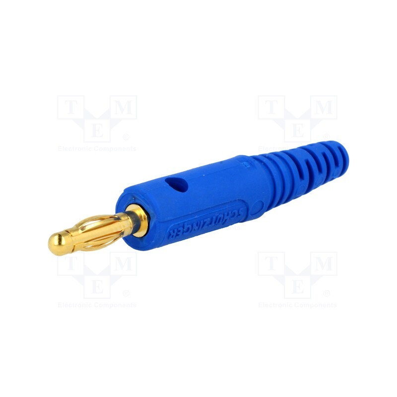 1 pcs x SCHu00dcTZINGER - FK 8 L AU / BL - Plug, 4mm banana, 32A, 33VAC, 70VDC, blue, Max.wire diam: 4mm