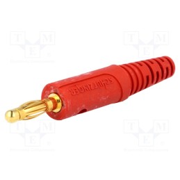 1 pcs x SCHu00dcTZINGER - FK 82 L AU / RT - Plug, 4mm banana, 10A, 33VAC, 70VDC, red, Max.wire diam: 2mm, 0.5mm2