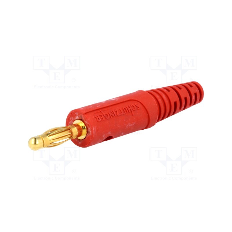 1 pcs x SCHu00dcTZINGER - FK 82 L AU / RT - Plug, 4mm banana, 10A, 33VAC, 70VDC, red, Max.wire diam: 2mm, 0.5mm2