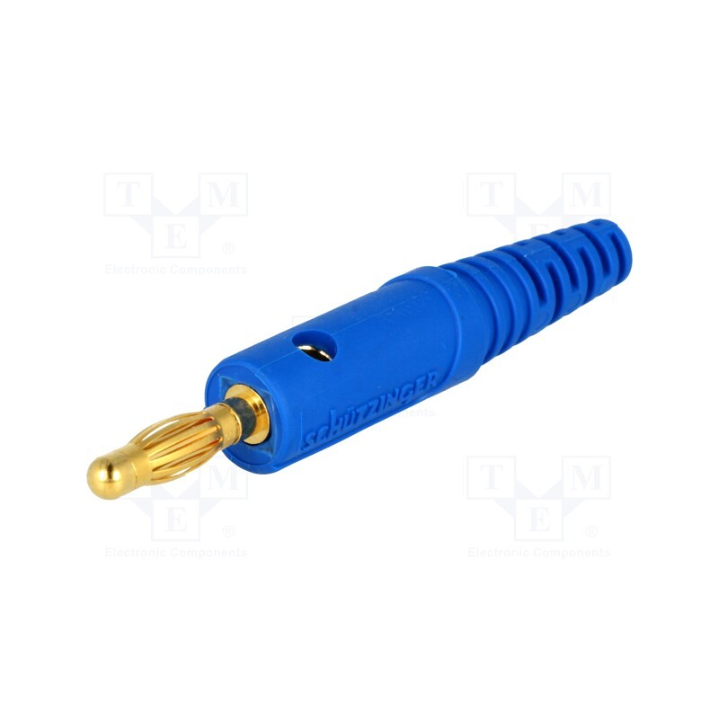 1 pcs x SCHu00dcTZINGER - FK 82 L AU / BL - Plug, 4mm banana, 10A, 33VAC, 70VDC, blue, Max.wire diam: 2mm