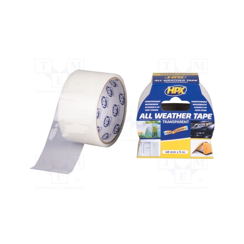 1 rol x HPX - AT4805 - Tape: duct, W: 48mm, L: 5m, Thk: 0.18mm, transparent, acrylic, 200%