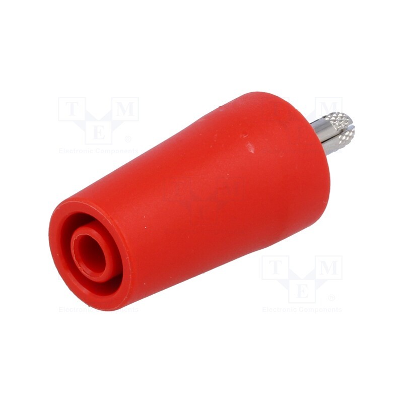 1 pcs x SCHu00dcTZINGER - SURB 2112 NI / RT - Adapter, 4mm banana, 32A, red, 40.4mm, nickel plated