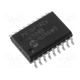 1 pcs x MICROCHIP TECHNOLOGY - PIC16F1826-I/SO - IC: PIC microcontroller, 3.5kB, 32MHz, 1.8÷5.5VDC, SMD, SO18, PIC16