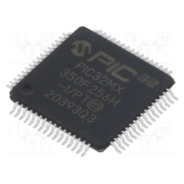 1 pcs x MICROCHIP TECHNOLOGY - PIC32MX350F256H-I/PT - IC: PIC microcontroller, 256kB, 2.3÷3.6VDC, SMD, TQFP100, PIC32