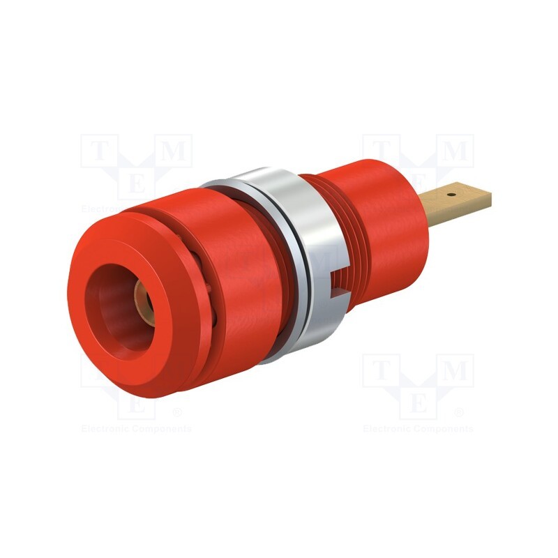1 pcs x STu00c4UBLI - 65.9098-22 - Socket, 2mm banana, 10A, 28mm, red, soldered,on panel, insulated