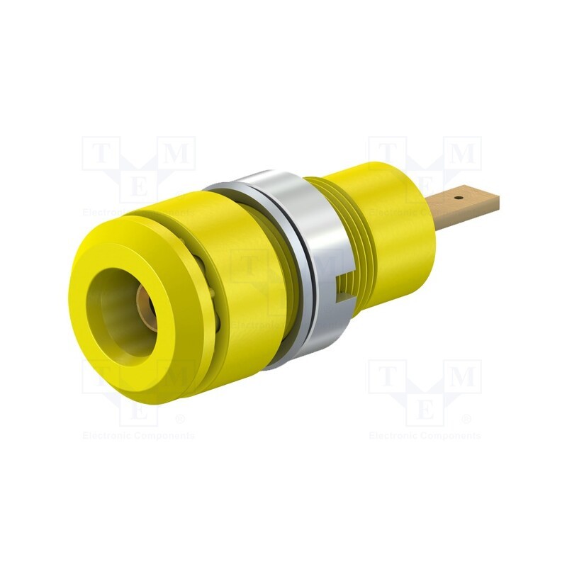 1 pcs x STu00c4UBLI - 65.9098-24 - Socket, 2mm banana, 10A, 28mm, yellow, soldered,on panel