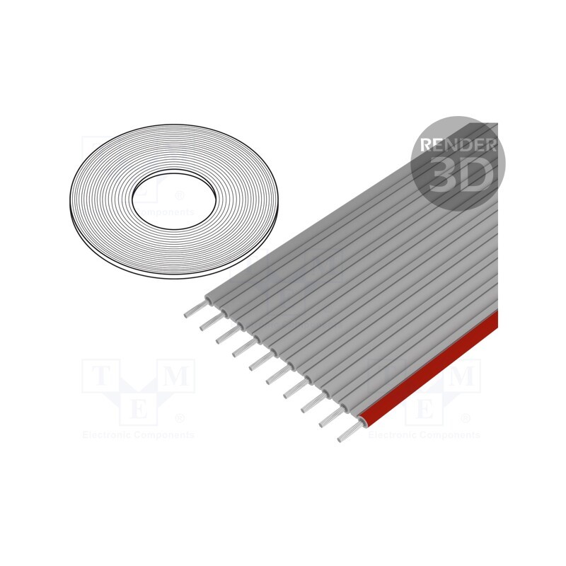 1 rol x 3M - 8125/15 (100FT) - Wire: ribbon, 2.54mm, stranded, Cu, unshielded, PVC, dark grey