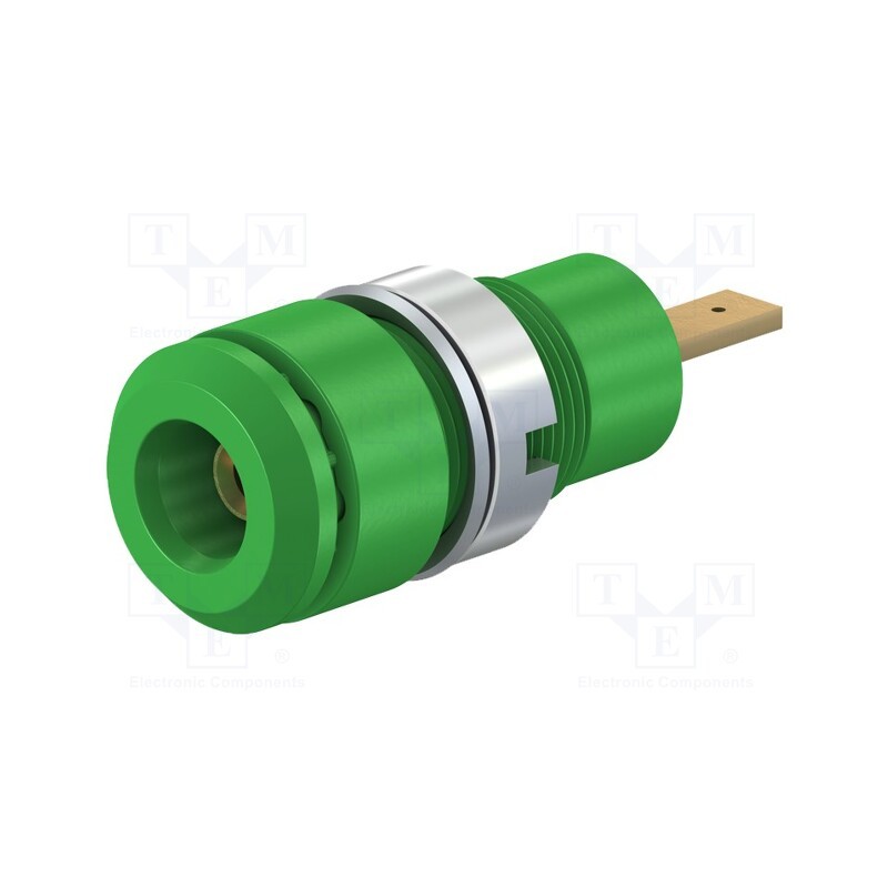 1 pcs x STu00c4UBLI - 65.9098-25 - Socket, 2mm banana, 10A, 28mm, green, soldered,on panel, insulated