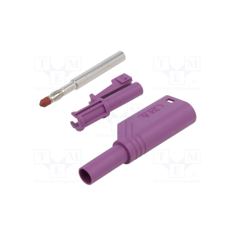 1 pcs x HIRSCHMANN T&M - LAS S WS VI - Plug, 4mm banana, 24A, 1kVDC, violet, 0.5÷2.5mm2, on cable, 3mΩ