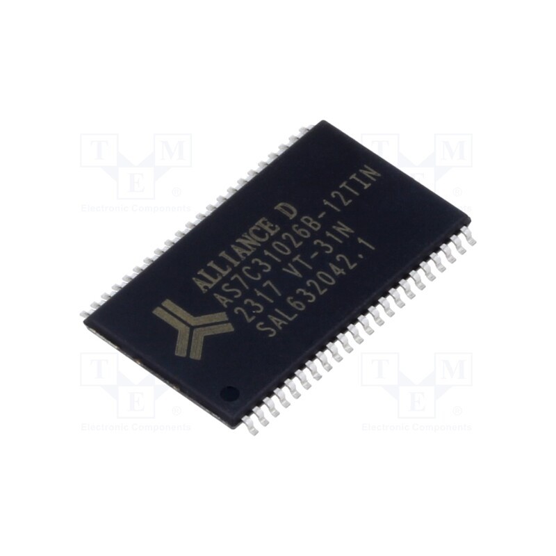 1 pcs x ALLIANCE MEMORY - AS7C31026B-12TIN - IC: SRAM memory, 1MbSRAM, 16kx8bit, 3.3V, 12ns, TSOP44 II