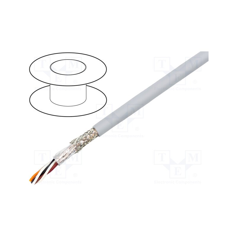 1 rol x ALPHA WIRE - 78364 SL005 - Wire, EcoCable Mini, 4x2x26AWG, MPPE, dark grey, 300V, 30.5m, 100ft