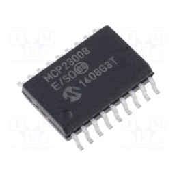 1 pcs x MICROCHIP TECHNOLOGY - MCP23008-E/SO - IC: interface, I/O expander, 1.7Mbps, 1.8÷5.5VDC, I2C, SMD, SO18