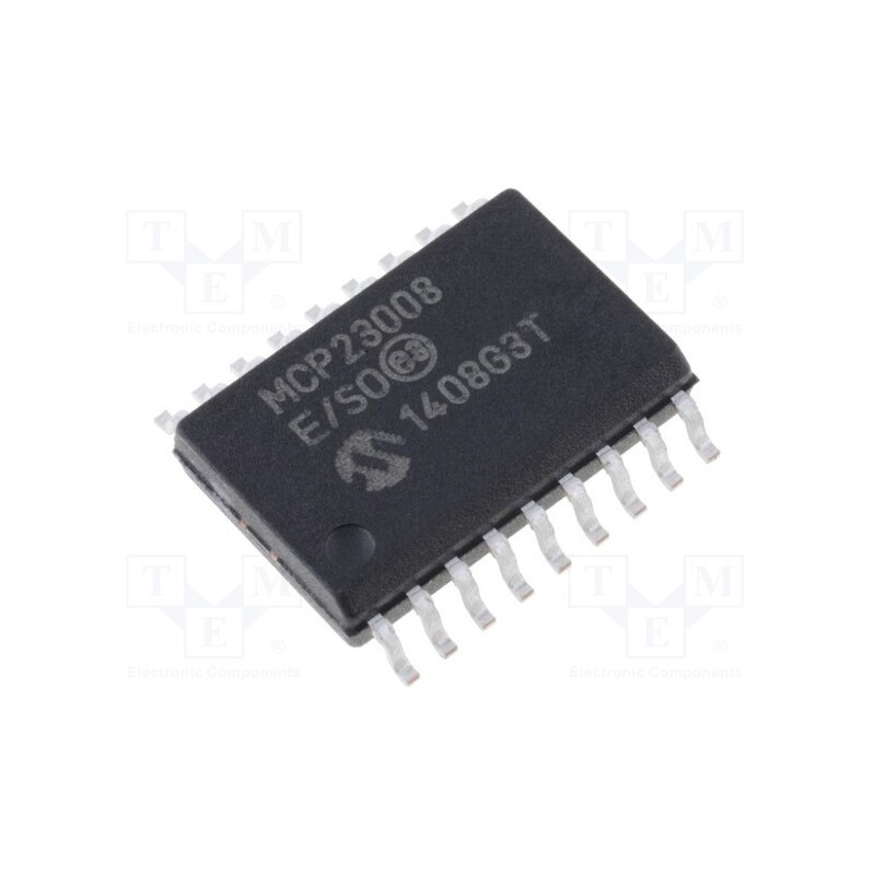 1 pcs x MICROCHIP TECHNOLOGY - MCP23008-E/SO - IC: interface, I/O expander, 1.7Mbps, 1.8÷5.5VDC, I2C, SMD, SO18