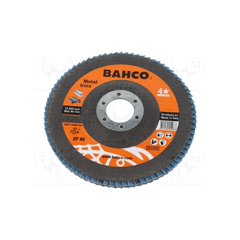 1 pcs x BAHCO - 3927-125IM-P60 - Flap grinding wheels, Ø: 125mm, Øhole: 22.23mm, Granularity: 60