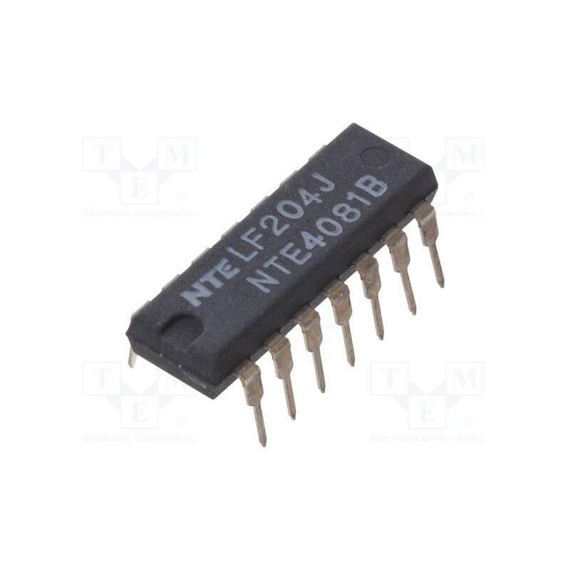 1 pcs x NTE Electronics - NTE4081B - IC: digital, AND, Ch: 4, IN: 2, CMOS, THT, DIP14, 3÷18VDC, -55÷125°C