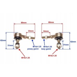 Steering rod ends atv 110 200 bashan arcticcat 400 set
