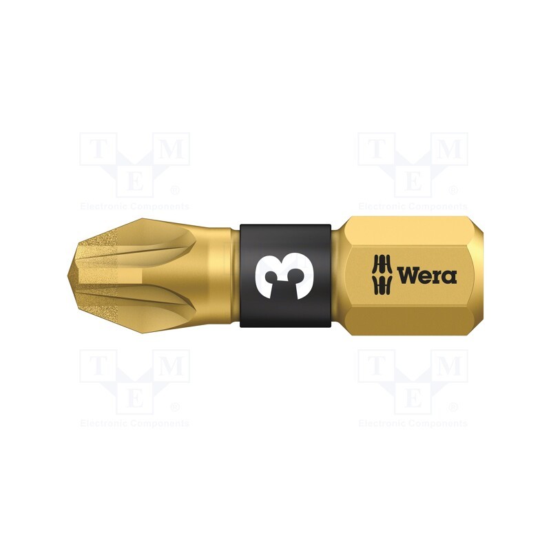 1 pcs x WERA - 5056704001 - Screwdriver bit, Pozidriv®, PZ3, Overall len: 25mm, BiTorsion