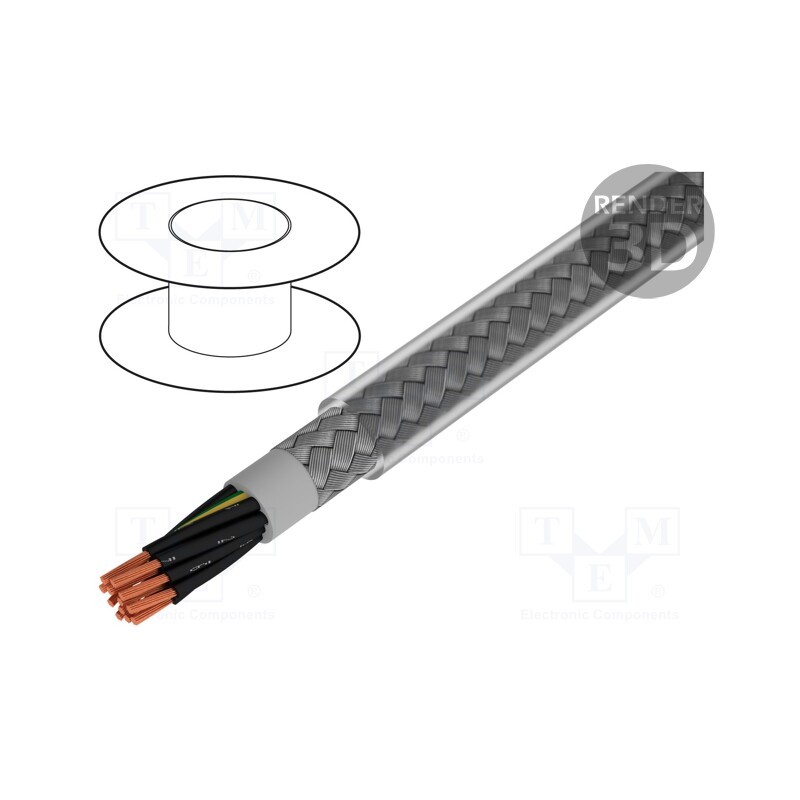 1 rol x ALPHA WIRE - 471215CY CL033 - Wire, Pro-Met, 12G1.5mm2, shielded,tinned copper braid, PVC, 100m