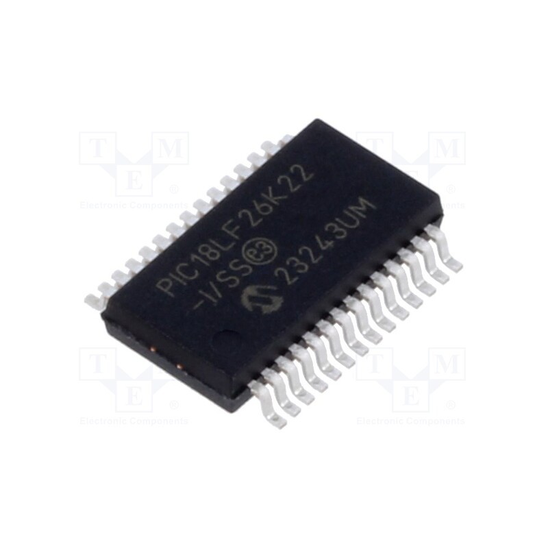 1 pcs x MICROCHIP TECHNOLOGY - PIC18LF26K22-I/SS - IC: PIC microcontroller, 64MHz, 1.8÷3.6VDC, SMD, SSOP28, PIC18