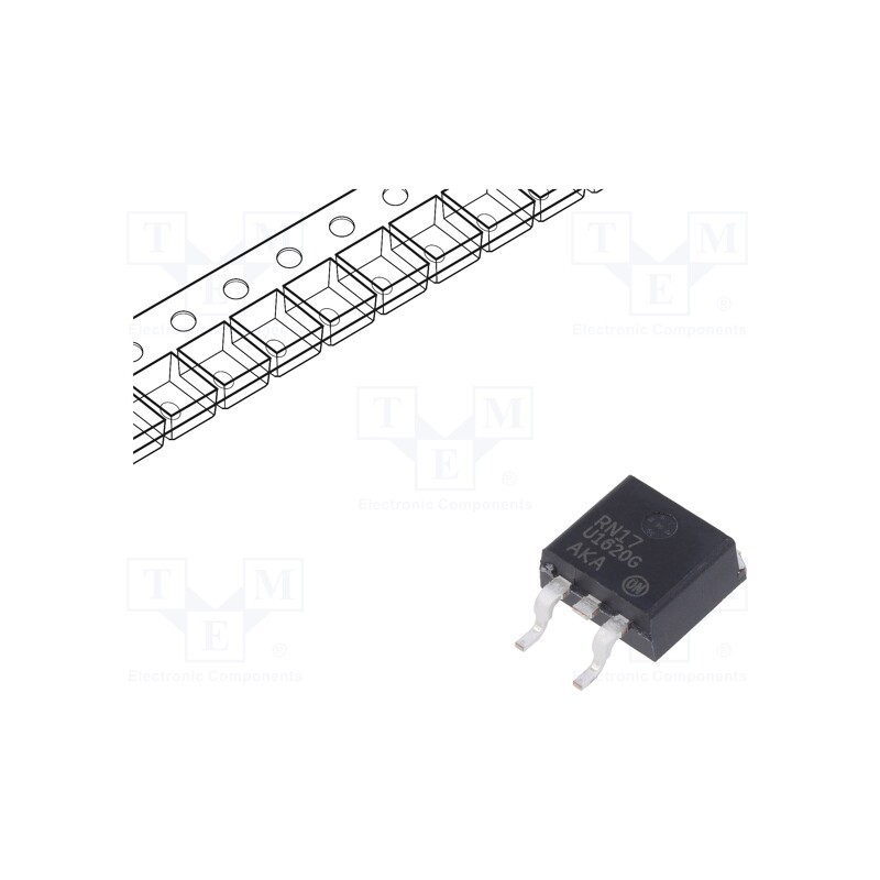1 pcs x ONSEMI - MURB1620CTT4G - Diode: rectifying, SMD, 200V, 8Ax2, 35ns, D2PAK, Ufmax: 895mV