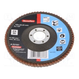 1 pcs x METABO - 623197000 - Flap grinding wheels, Ø: 125mm, Øhole: 22.23mm, Granularity: 80