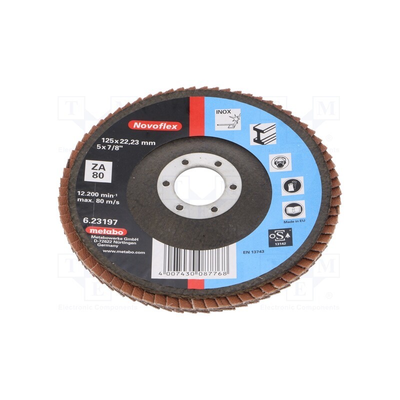 1 pcs x METABO - 623197000 - Flap grinding wheels, Ø: 125mm, Øhole: 22.23mm, Granularity: 80