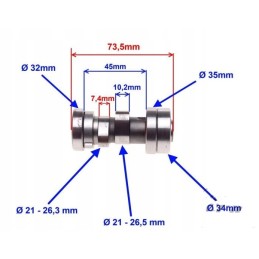 Long camshaft with bearings quad atv 110 74mm