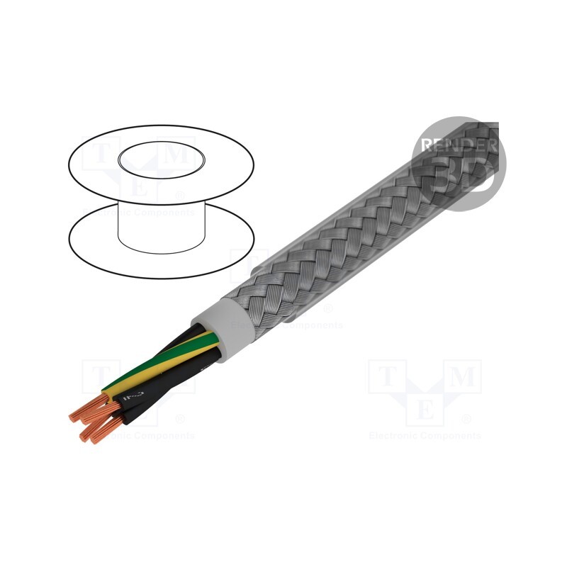 1 rol x ALPHA WIRE - 470415CY CL033 - Wire, Pro-Met, 4G1.5mm2, shielded,tinned copper braid, PVC, 100m