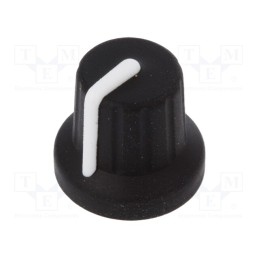 2 pcs x CLIFF - FC72601S - Knob, with pointer, rubber,plastic, Øshaft: 6mm, Ø16x15.1mm, black