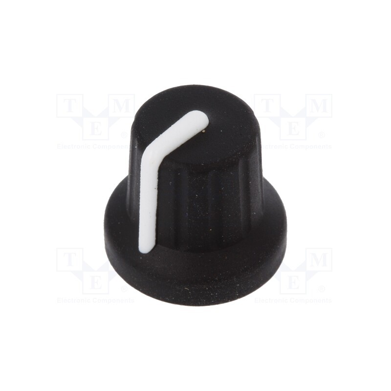 2 pcs x CLIFF - FC72601S - Knob, with pointer, rubber,plastic, Øshaft: 6mm, Ø16x15.1mm, black