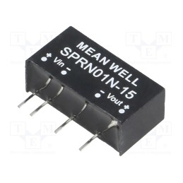 1 pcs x MEAN WELL - SPRN01N-15 - Converter: DC/DC, 1W, Uin: 22.8÷26.4V, Uout: 15VDC, Iout: 0÷67mA
