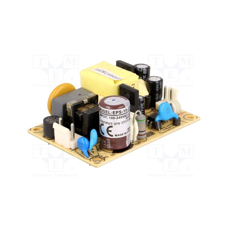 1 pcs x MEAN WELL - EPS-15-27 - Power supply: switched-mode, open, 15.12W, 120÷370VDC, 85÷264VAC