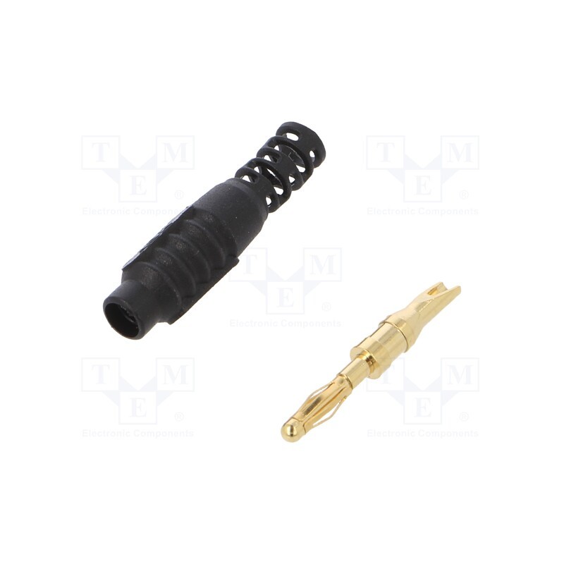 1 pcs x CLIFF - FCR7365B - Plug, 2mm banana, 10A, 30VAC, 60VDC, black, Connection: soldered