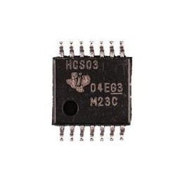 1 pcs : SN74HCS03PWR - Logic Gates Schmitt-trigger inputs quadruple 2-input positive-NAND gates with open-drain outputs 14-TSSOP