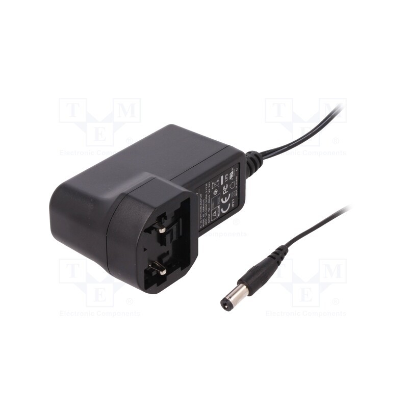 1 pcs x MEAN WELL - GEM12I15-P1J - Power supply: switched-mode, plug, 15VDC, 0.8A, 12W, Out: 5,5/2,1
