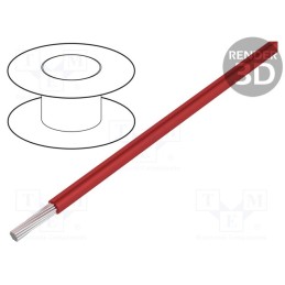 1 rol x ALPHA WIRE - 3047 RD005 - Wire, HookUp Wire, stranded, Cu, 30AWG, PVC, red, 300V, 30.5m, 100ft