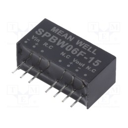 1 pcs x MEAN WELL - SPBW06F-15 - Converter: DC/DC, 6W, Uin: 9÷36V, Uout: 15VDC, Iout: 0÷400mA, SIP8