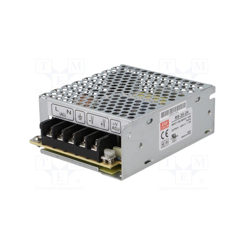 1 pcs x MEAN WELL - RS-35-24 - Power supply: switched-mode, for building in,modular, 35W, 24VDC
