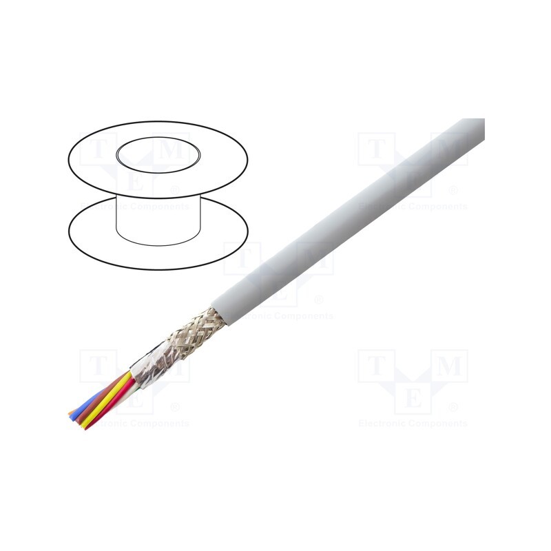 1 rol x ALPHA WIRE - 78308 SL005 - Wire, EcoCable Mini, 8x28AWG, MPPE, dark grey, 300V, halogen free