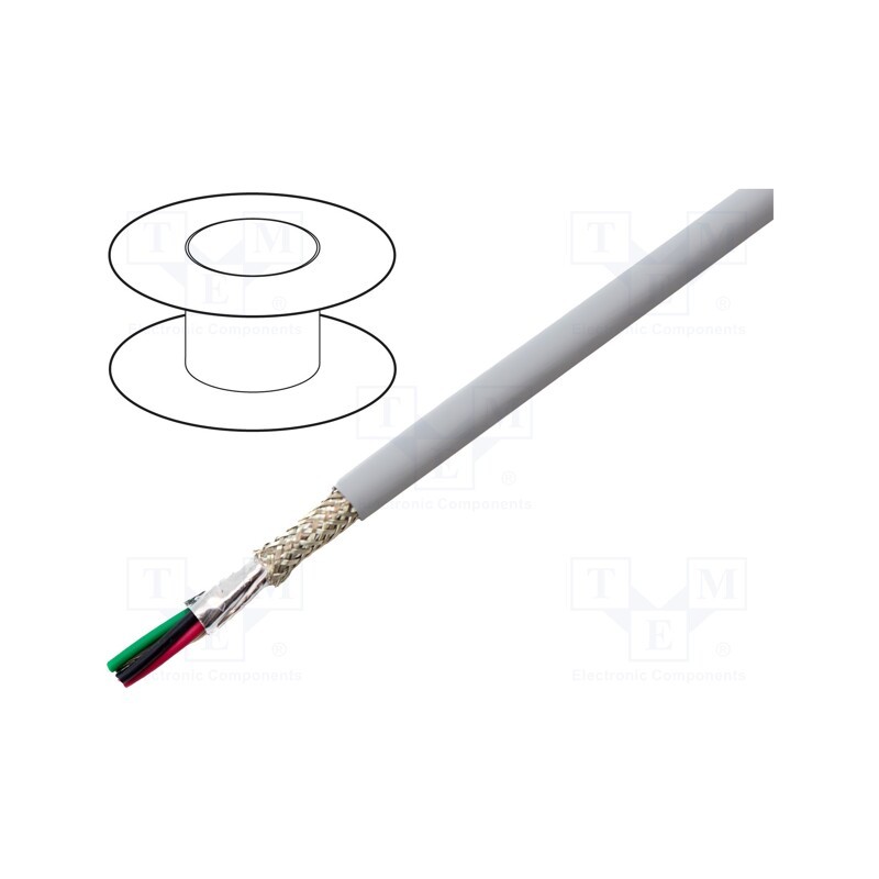 1 rol x ALPHA WIRE - 78304 SL005 - Wire, EcoCable Mini, 4x28AWG, MPPE, dark grey, 300V, halogen free