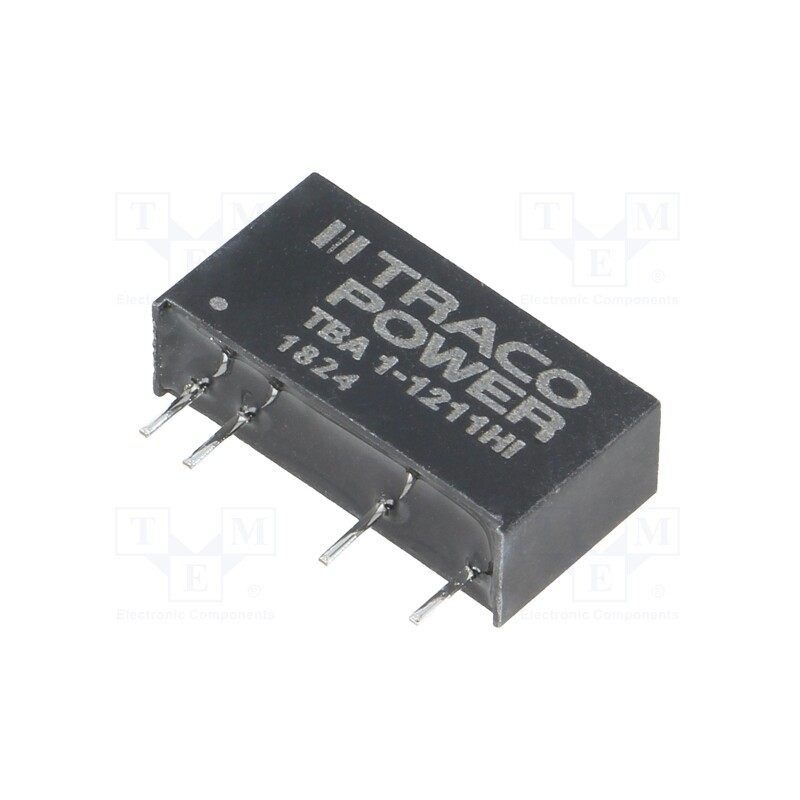 1 pcs x TRACO POWER - TBA 1-1211HI - Converter: DC/DC, 1W, Uin: 10.8÷13.2V, Uout: 5VDC, Iout: 200mA, SIP7