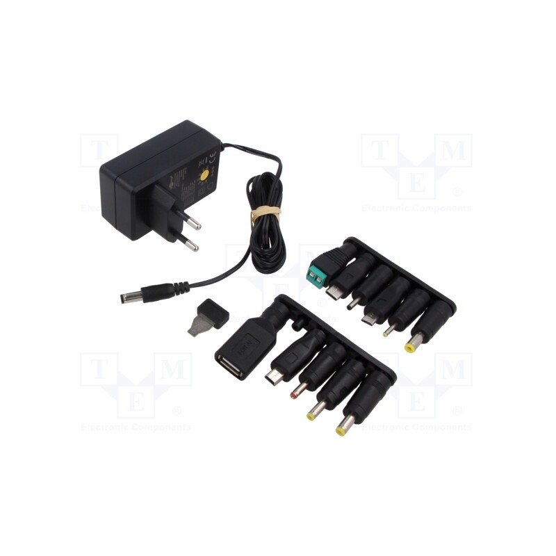 1 pcs x Goobay - 64570 - Power supply: switched-mode, plug, 3VDC,, 27W, Plug: EU, 81%, black