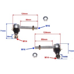 Atv 150 200, the end of the wishbone, the top, the pin diameter 14