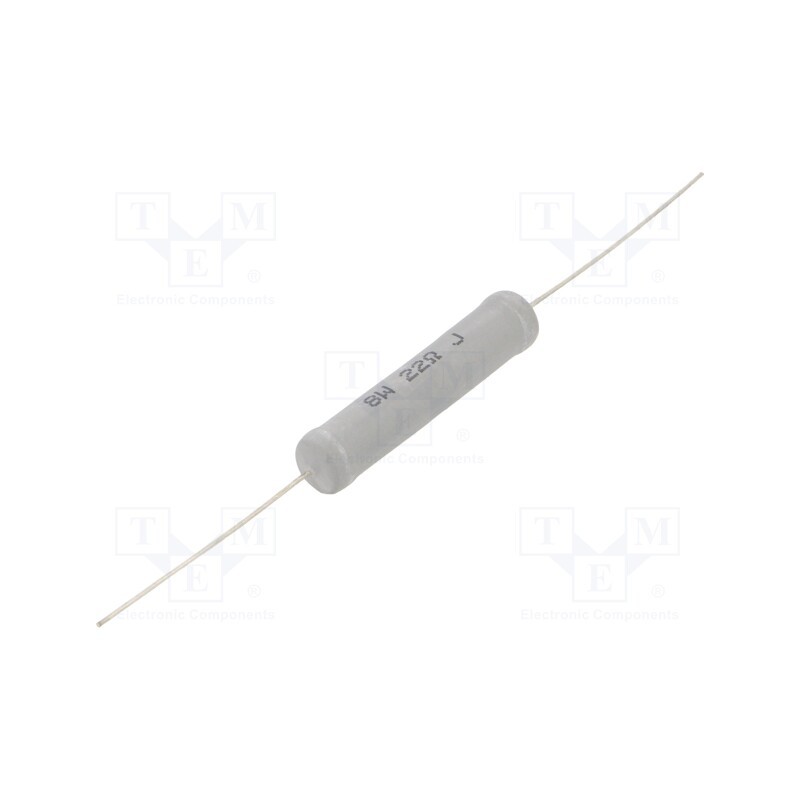 2 pcs x ROYAL OHM - MOR08WJ0220B00 - Resistor: metal oxide, THT, 22Ω, 8W, ±5%, Ø8x39.5mm, wire Ø 0.75mm