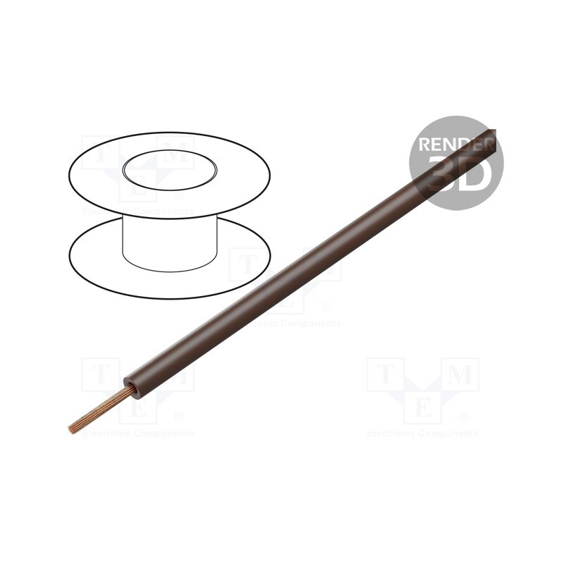 1 rol x DONAU ELEKTRONIK - 119-18 - Wire, stranded, Cu, 0.14mm2, PVC, brown, 60V, 100m, 1x0.14mm2