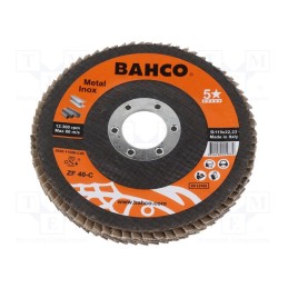 1 pcs x BAHCO - 3926-115IM-C40 - Flap grinding wheels, Ø: 115mm, Øhole: 22.23mm, Granularity: 40