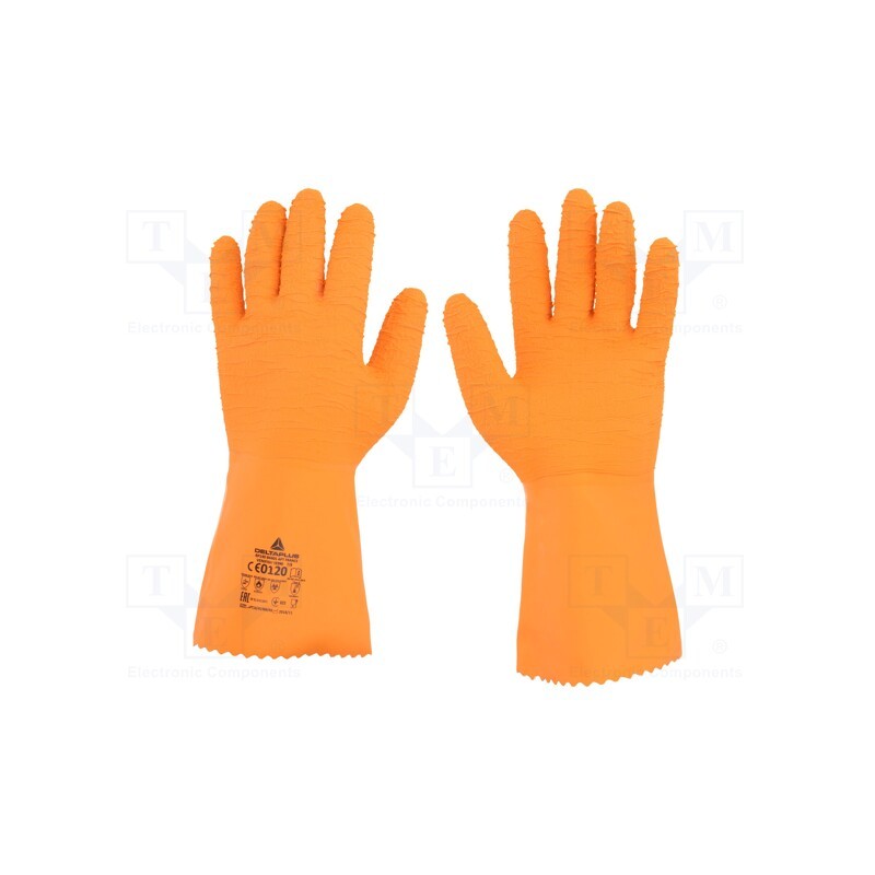 1 set x DELTA PLUS - VE990OR07 - Protective gloves, Size: 7, latex, VENIFISH VE990