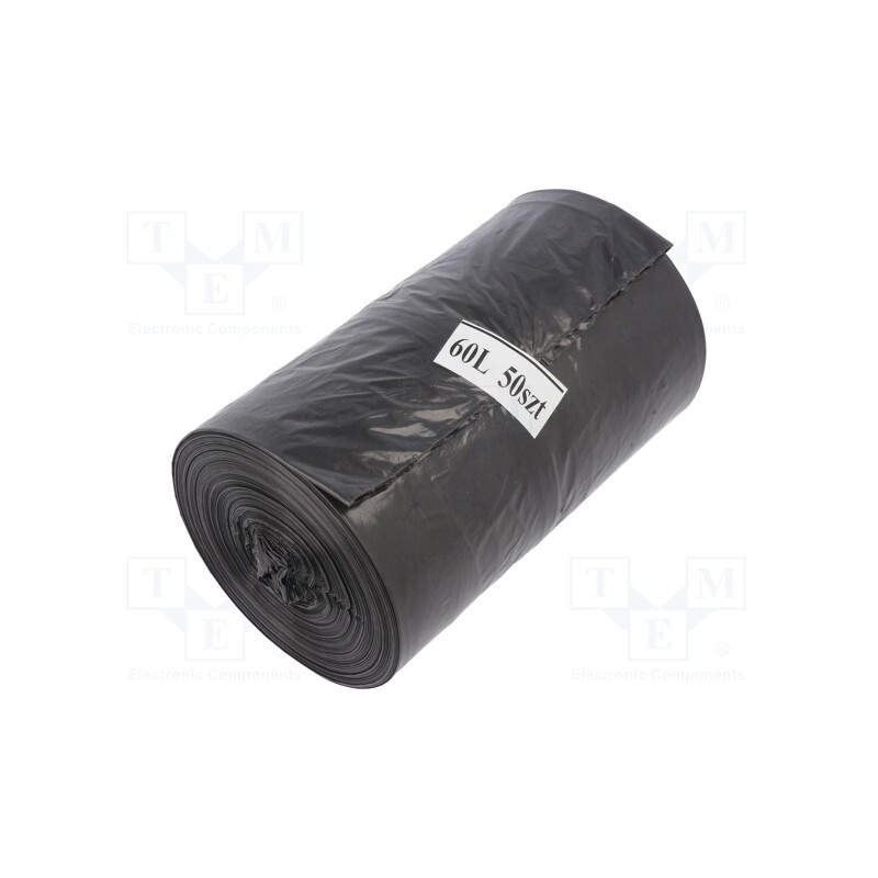1 rol x PLAST - 1760138 - Trash bags, polyetylene LD, black, 60l, 50pcs.