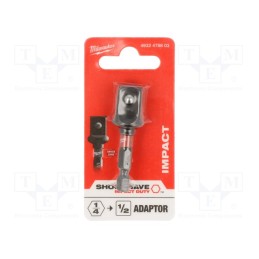 1 pcs x Milwaukee - 4932478803 - Adapter, Mounting: 1/2' square,1/4'